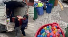 “¡Los dum, dum!”: familia es captada emprendiendo negocio de venta de globos con agua por carnavales