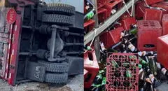 Camión repleto de cajas de cerveza se vuelca a causa del mal estado de vías en Arequipa