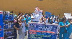 Trabajadores CAS COVID-19 protestaron por no renovación de contratos en Trujillo