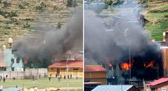 Incendian comisaría de Juli en medio de enfrentamientos entre el Ejército y aimaras en Puno