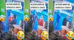 Al mismo estilo de "Star wars": adultas mayores discuten en bodega y utilizan sus bastones como espadas