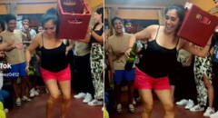 Peruana baila huayno con caja de cerveza al hombro y desata furor con sus pasos