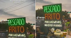 Vendedor ambulante de pescado frito usa singular cartel para atraer clientes: “Solo en Perú”