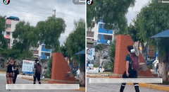 El calor no tiene piedad: captan a joven yendo a estudiar con su ventilador portátil al hombro