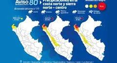 Senamhi advierte lluvias de gran magnitud en la costa norte y sierra norte centro en los próximos días