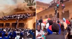 Decenas de alumnas huyen desesperadas de voraz incendio que consume colegio en el Congo