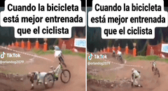 “La bicicleta está mejor entrenada que el deportista”: se cae en competencia, y su vehículo sigue en carrera