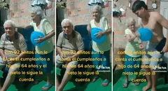 ¡Amor de madre! Mujer de 92 años hace música con un globo para celebrar el cumpleaños de su hijo