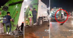 Joven ebrio sube a camión de basura para que lo lleve gratis a su destino: "Qué ofertón"