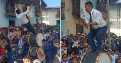 Director de banda la rompe con sus divertidos pasos en La Libertad: “Marcando la diferencia”
