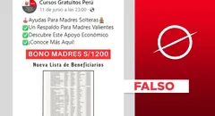“Bono para madres solteras de 1.200 soles” no existe en Perú: se trata de un anuncio falso