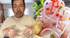 Sebastián Ligarde, recordado galán de novelas mexicanas, prepara ceviche con chifles piuranos
