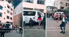 "La unión hace la fuerza": Hombres cargan y sacan camioneta estacionada cerca de incendio en SJL