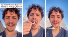 Español prueba queso helado en Arequipa y su reacción es viral en TikTok
