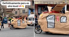 Padres peruanos convierten mototaxi en nave de las Fuerzas Aéreas por desfile de Fiestas Patrias