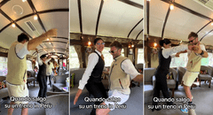 Trabajadora de tren en Cusco saca los 'pasos prohibidos' y se luce bailando con turista: “Chamba es chamba”