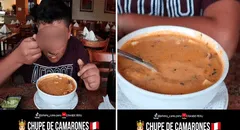 Niño extranjero prueba chupe de camarones de Perú: “No sé si exagero, pero está riquísimo”