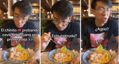 Chino prueba ceviche en Perú por primera vez y su reacción se vuelve viral: “¿Está crudo?”