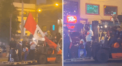 Hinchas recorren las calles en maquinaria pesada para alentar a Perú previo al partido contra Argentina