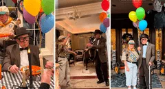 Hombre de 90 años y su esposa conmueven las redes al vestirse como personajes de ‘Up’ por Halloween