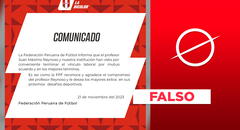 La FPF no ha emitido este "comunicado" que anuncia el fin del contrato de Juan Reynoso