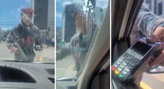 Chileno que limpia lunas sorprende al sacar POS para cobrar a conductor de taxi: “Es un visionario”