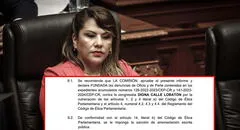 Congreso: Recomiendan solo amonestación para Digna Calle por prolongada ausencia física