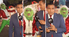 Periodista de RTS Ecuador es interrumpido por el ‘Grinch’ durante transmisión en vivo: "Se van a quedar sin Navidad”