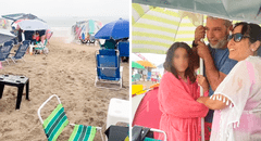 Van a la playa para disfrutar del sol, pero son sorprendidos por intensa llovizna: “¡Mis ahorros!”