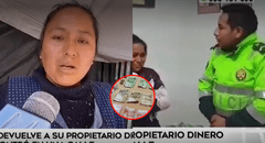 Huaraz: Policía encontró en la calle cerca de S/1.000 y lo devuelve a madre de familia
