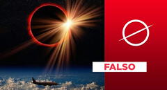 La imagen del avión junto al eclipse solar no es real: es una creación digital