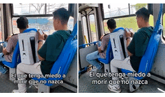 Peruano sorprende al viajar en bus público con su PlayStation 5 y le dicen: “No le quedó para el Uber”