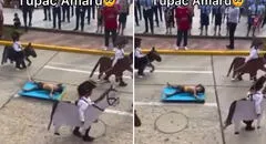 Niños representaron la ejecución de Túpac Amaru en desfile y dicen: “En efecto, es la historia del Perú”