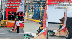 Escolar disfrazado de San Martín participa en desfile por Fiestas Patrias y se queda dormido: “El real sueño”