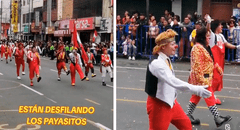 Payasitos participan en desfile por Fiestas Patrias y en redes bromean: “Abran paso, caballero”