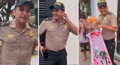 Policía es sorprendido con romántico regalo, pero su reacción impacta en redes: "Ven para acá"
