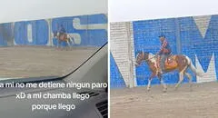 Hombre fue en caballo a su trabajo durante paro en Lima y usuarios bromean: "Ojalá el jefe me vea"