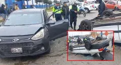 Triple choque en Callao: más de 10 pasajeros salvan de morir luego de que auto de vueltas de campana