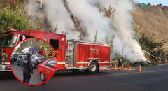 Incendio forestal en la Costa Verde obliga al cierre de la vía sur-norte frente a playa Agua Dulce
