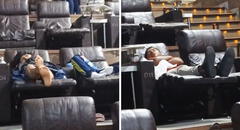 Tres peruanos van a cine VIP y los captan durmiendo sin medias: “Seguro vieron Jocker 2”