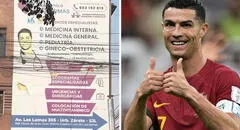 Policlínico peruano es furor por su épico cartel con Cristiano Ronaldo: “El CR7 doctor”