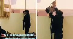 Universitarios juntan corbatas para ingresar trabajo final por la ventana: "Solución imposible"