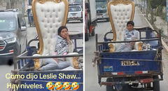 Peruana se luce en lujosa silla mientras se moviliza en motocarga: “Hay niveles”
