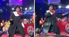 Joven se graduó de la UNI y se puso a bailar en plena graduación: “Felicidades, campeón”