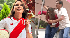 Alexandra Hörler sufrió accidente en programa en vivo: sombrilla cayó sobre ella