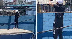 Padre sube a un camión para alentar a su hija porque colegio prohibió el ingreso: "Todo por los hijos"