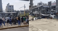 Bus del Corredor Morado choca contra poste en av. Próceres de SJL y deja 8 pasajeros heridos
