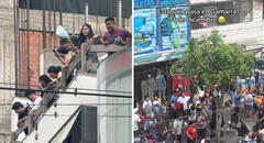 Comerciantes de Gamarra sorprenden al lanzar ropa desde los techos de las galerías: “Su mejor cábala”