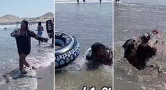 Peruana graba un TikTok en el mar y vive un inesperado momento: "Le reiniciaron el Windows"
