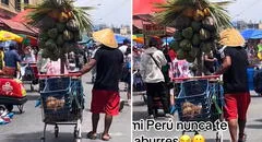 Peruano innova al vender agua de coco con palmera incluida en Lima: "Creatividad sobra"